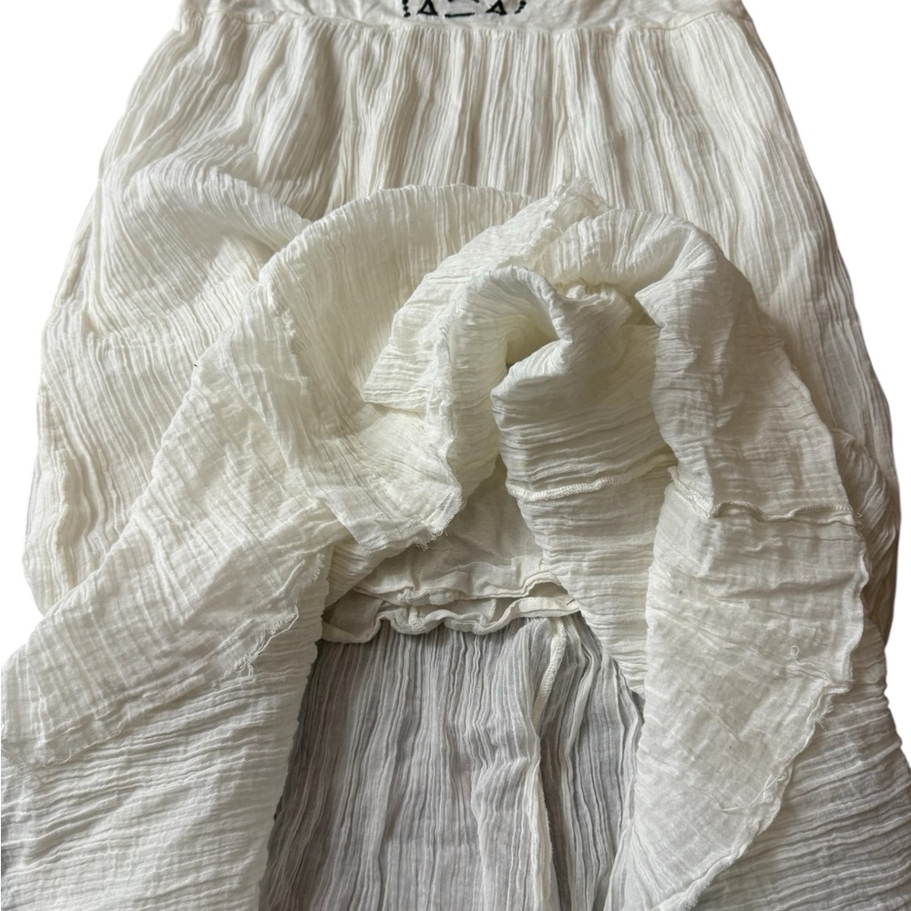 Free People Toosaloosa Meadow Midi Dress Ivory Cotton Gauze Embroidered Boho M - Picture 6 of 15